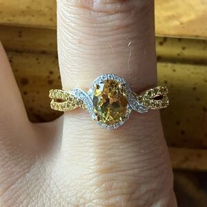 Natural Heliodor (Yellow Beryl) Yellow Sapphire Sterling Silver Ring Size 9
